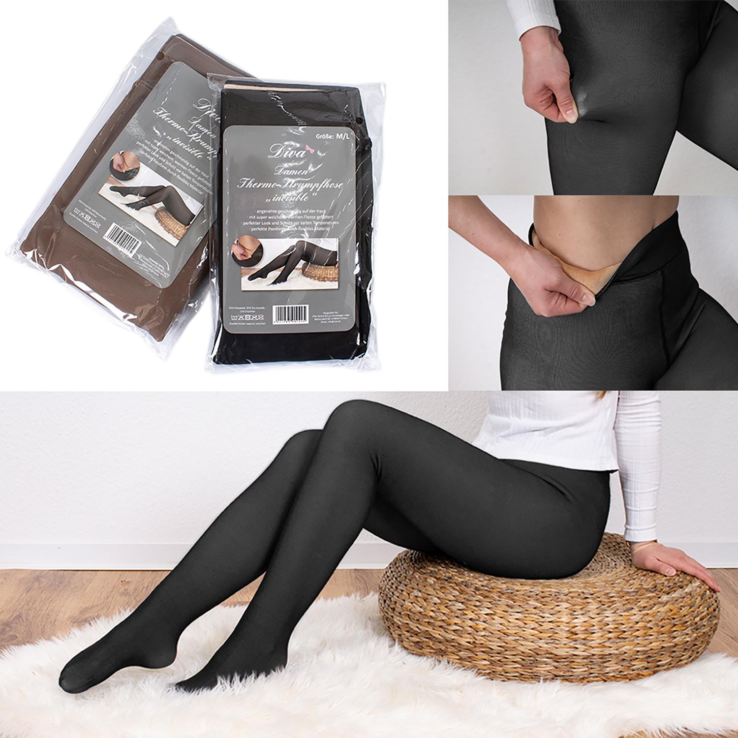 Mojawo, Damen, Strümpfe, Da Thermostrumpfhose Strumpfhose Warm gefüttert Thermo Fleece M/L, Schwarz, (M/L)
