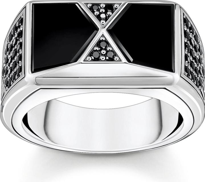 Image du produit Thomas Sabo Bague en argent avec onyx noir et pierres noires (64, Argent 925)