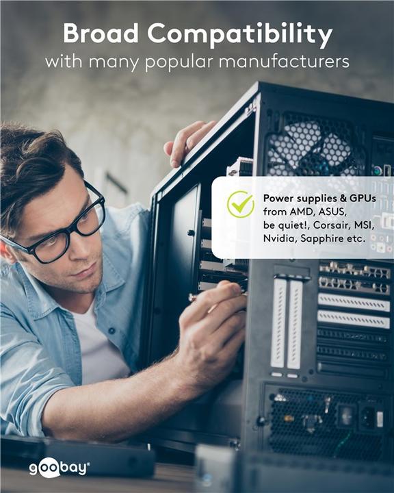 Actual product image Goobay Netzteil-Kabel 8-Pin-Stecker auf Dual 6+2-Stecker für PCIe