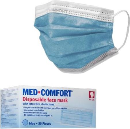 Actual product image Ampri MED-COMFORT face mask 3-lg. TYPE IIR - blue (50 x)