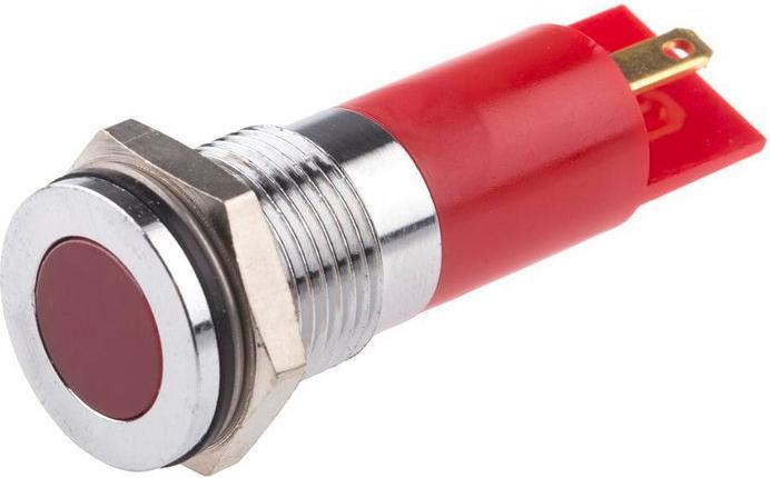 Produktbild RS PRO 14mm flush satin chrome LED, red 6-36Vdc