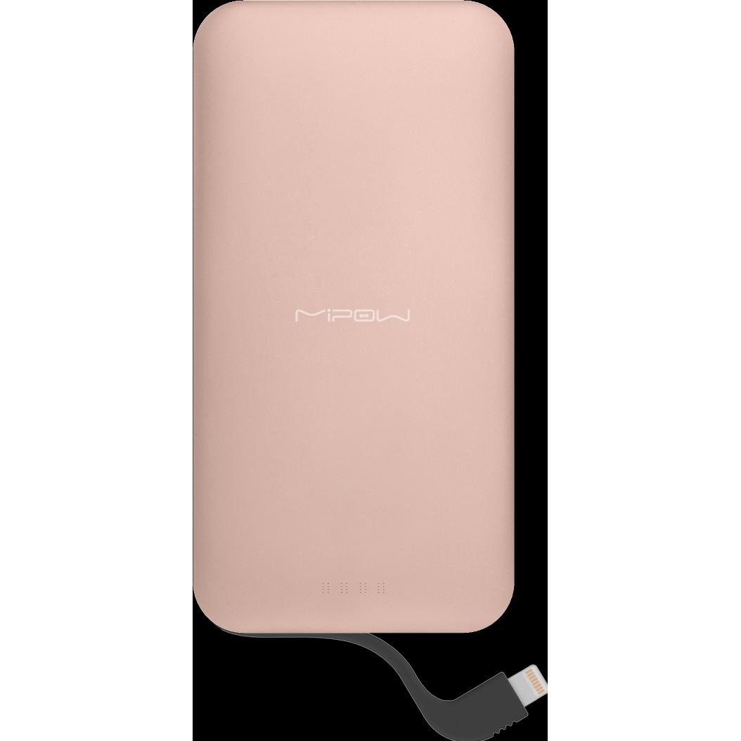 MiPow Power Cube 5000 slim rosegold, lightning (5000 mAh), Powerbank, Rosa