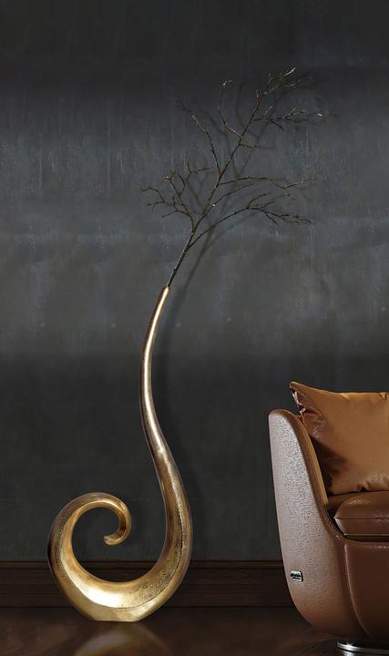 Produktbild FineBuy Vase 100 cm Aluminium Blumenvase Spirale Bodenvase Wohndeko Gross Dekovase Modern