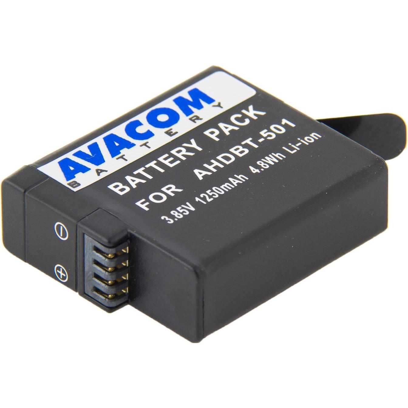 Avacom GOPRO AHDBT-501, AABAT-001 LI-ION 3.7V 1250MAH 4.8WH, HERO 5, HERO 6 BLACK, HERO 7 BLACK, HERO 8 (Batteria della fotocamera), Alimentatore foto