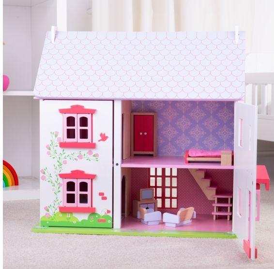 Actual product image Bigjigs Rose Cottage wooden doll's house