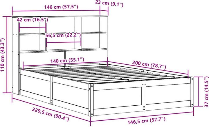 Image du produit VidaXL Lit sans matelas (140 x 200)