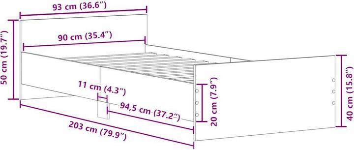Produktbild vidaXL Bettgestell (90 x 200 cm)