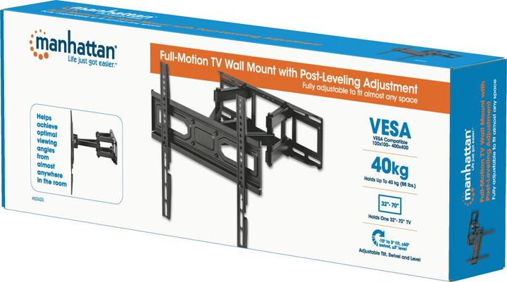 Immagine prodotto Manhattan Supporto da parete per TV, inclinabile, girevole e regolabile in orizzontale (Muro, 70", 40 kg)