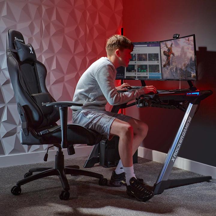 Actual product image X Rocker Chaise de jeu eSport Agility Sport avec ajustement ergonomique Noire Carbone
