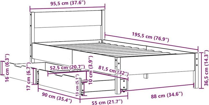 Image du produit vidaXL Bettgestell (90 x 190 cm)