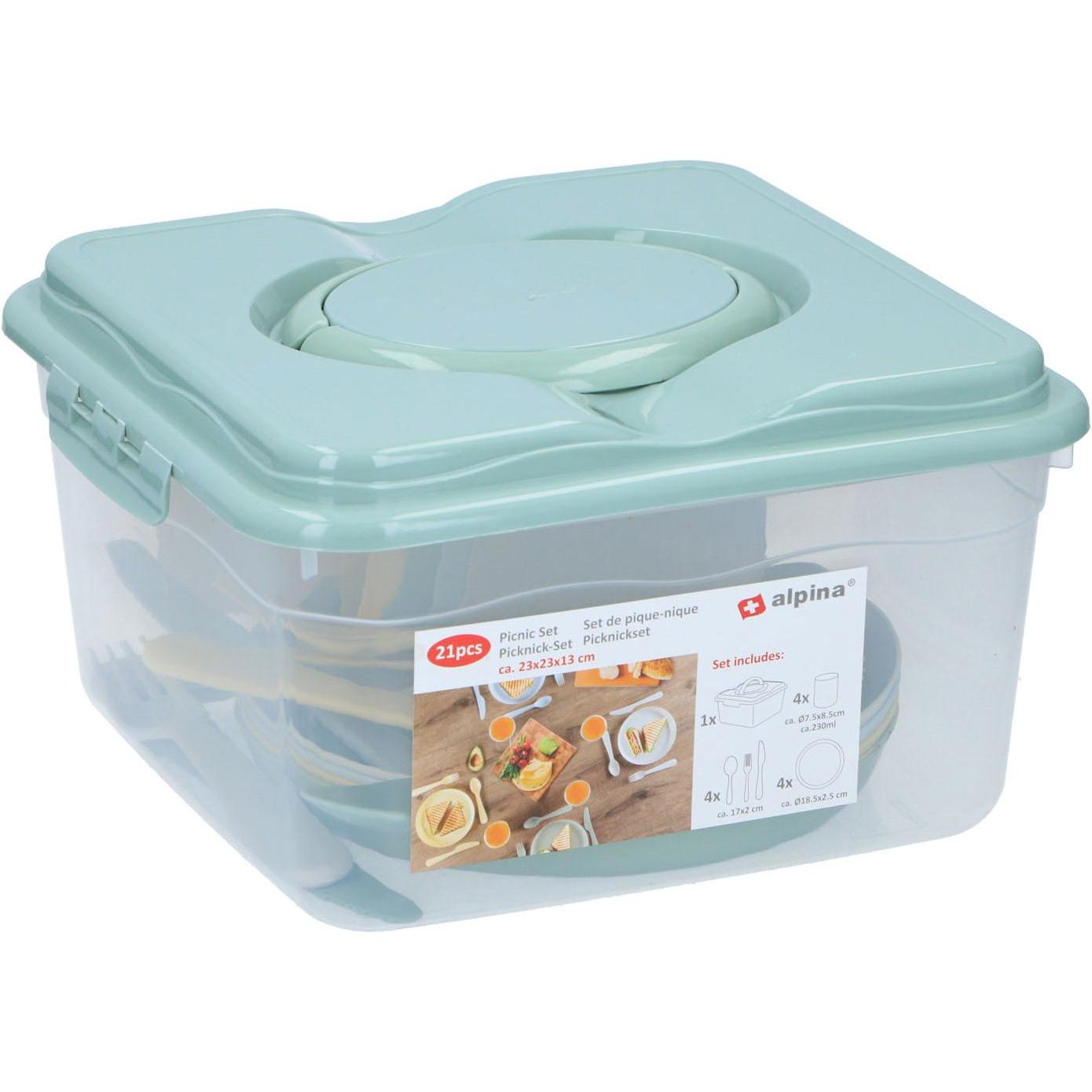 Thumbnail - Alpina Picknick-Set, Lunchbox, Grau