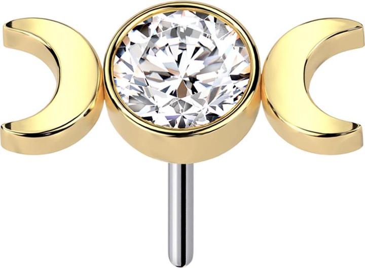 Actual product image Star Piercing Threadless vergoldet Kristall silber und zwei Mondsichel (without brass, Titanium)