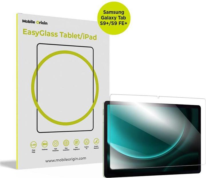 Mobile Origin EasyGlass Schutzglas für Samsung Galaxy Tab S9+/S9 FE+ (1 pcs, Samsung Galaxy Tab S9 FE+, Samsung Galaxy Tab S9+)