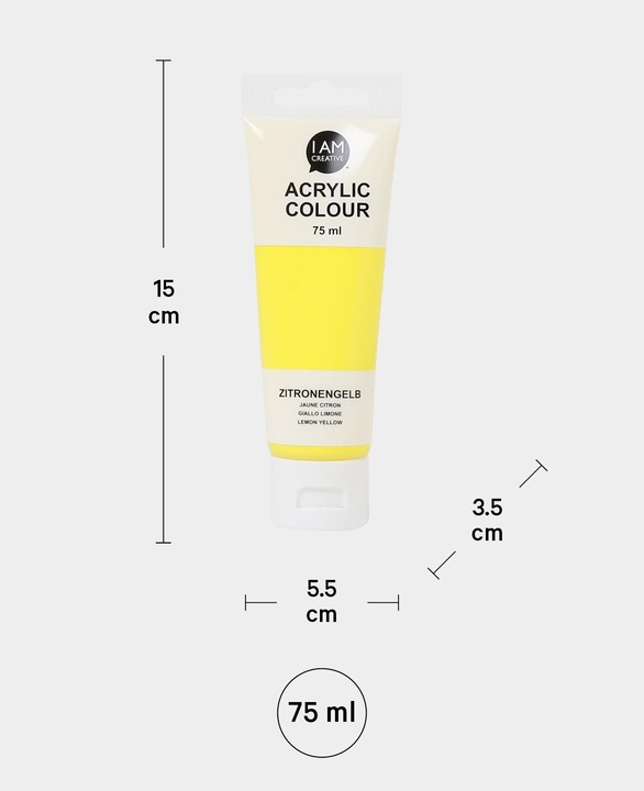 Produktbild I Am Creative Basic Acryl, Acrylfarbe auf Wasserbasis, 75 ml (Zitronengelb, 75 ml)
