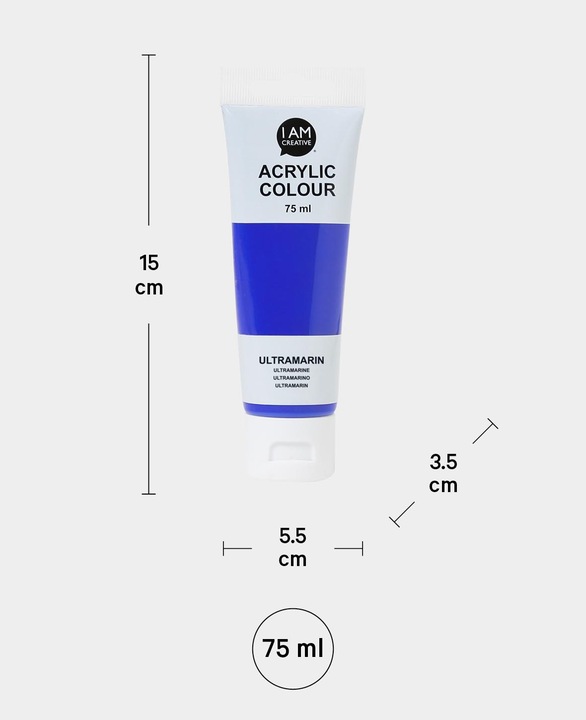 Produktbild I Am Creative Basic Acryl, Acrylfarbe auf Wasserbasis, 75 ml (Ultramarin, 75 ml)