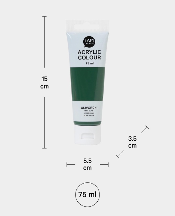 Produktbild I Am Creative Basic Acryl, Acrylfarbe auf Wasserbasis, 75 ml (Olivgrün, 75 ml)