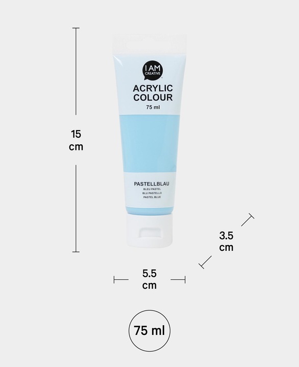 Produktbild I Am Creative Basic Acryl, Acrylfarbe auf Wasserbasis, 75 ml (Pastellblau, 75 ml)