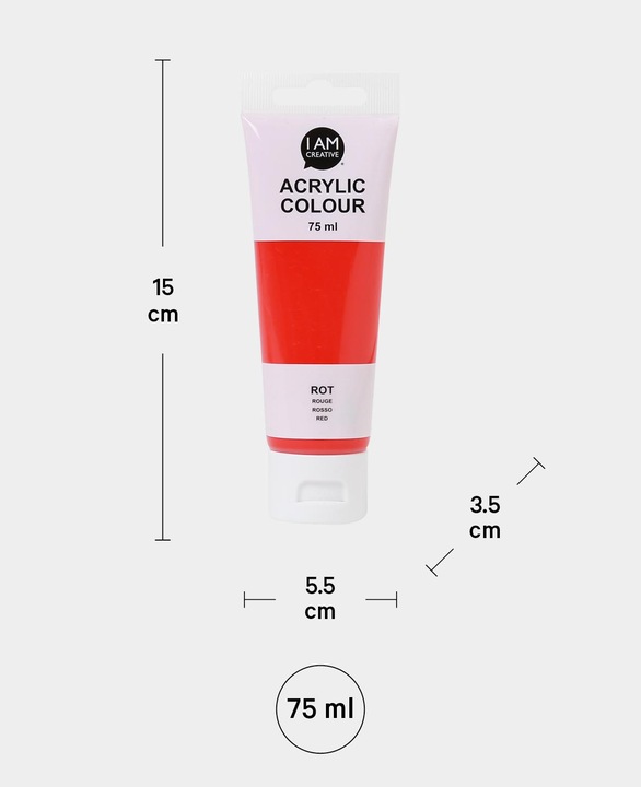 Produktbild I Am Creative Basic Acryl, Acrylfarbe auf Wasserbasis, 75 ml (Rot, 75 ml)