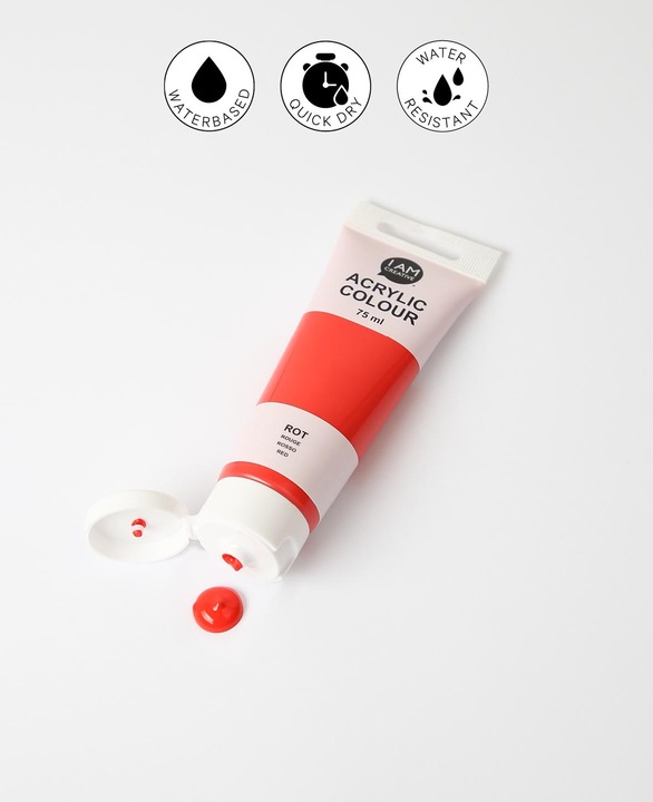 Produktbild I Am Creative Basic Acryl, Acrylfarbe auf Wasserbasis, 75 ml (Rot, 75 ml)