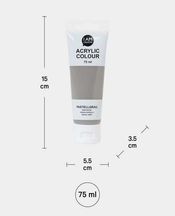 Produktbild I Am Creative Basic Acryl, Acrylfarbe auf Wasserbasis, 75 ml (Pastellgrau, 75 ml)