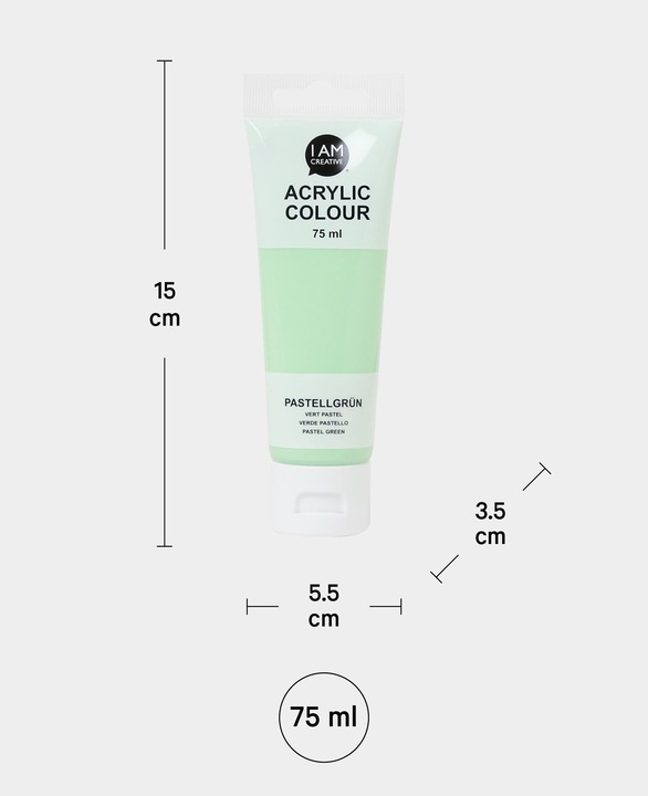 Produktbild I Am Creative Basic Acryl, Acrylfarbe auf Wasserbasis, 75 ml (Pastellgrün, 75 ml)