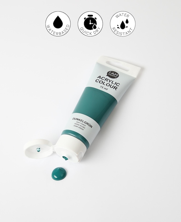 Produktbild I Am Creative Basic Acryl, Acrylfarbe auf Wasserbasis, 75 ml (Dunkelgrün, 75 ml)