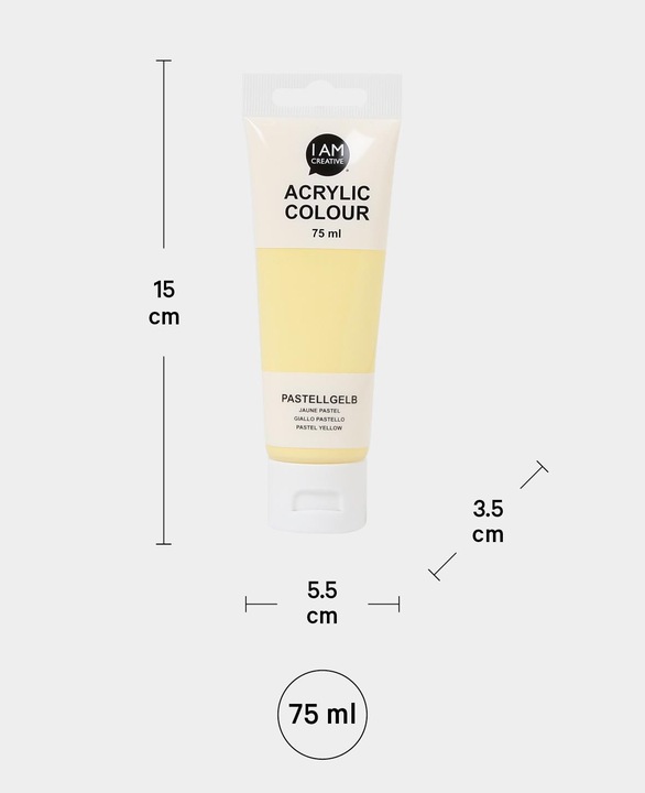 Produktbild I Am Creative Basic Acryl, Acrylfarbe auf Wasserbasis, 75 ml (Pastellgelb, 75 ml)
