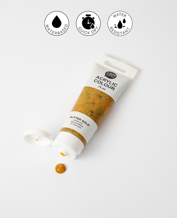Produktbild I Am Creative Basic Acryl, Acrylfarbe auf Wasserbasis, 75 ml (Glitter, Gold, 75 ml)