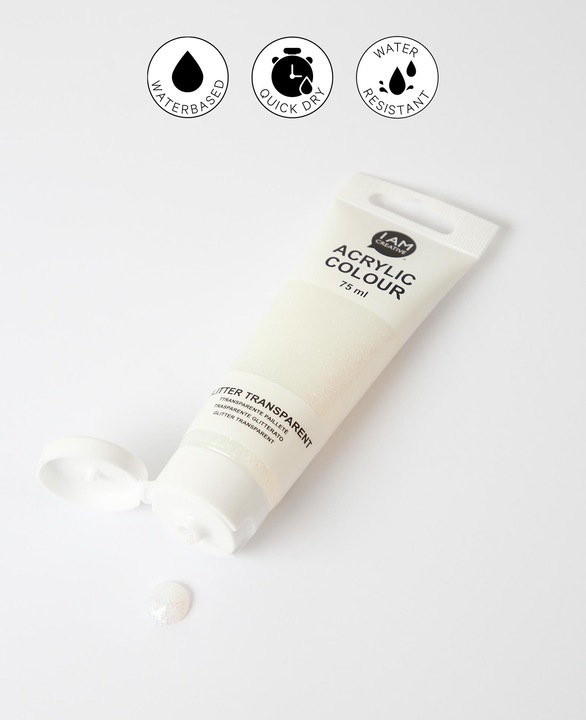 Actual product image I Am Creative Basic acrylic, water-based acrylic paint, 75 ml (Glitter, Transparent, 75 ml)