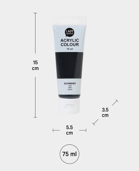 Produktbild I Am Creative Basic Acryl, Acrylfarbe auf Wasserbasis, 75 ml (Schwarz, 75 ml)