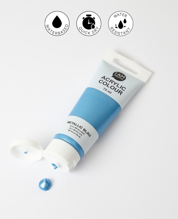 Produktbild I Am Creative Basic Acryl, Acrylfarbe auf Wasserbasis, 75 ml (Metallic, Blau, 75 ml)