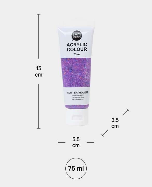 Produktbild I Am Creative Basic Acryl, Acrylfarbe auf Wasserbasis, 75 ml (Glitter, Violett, 75 ml)
