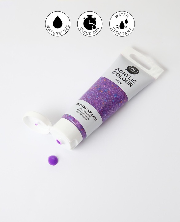Produktbild I Am Creative Basic Acryl, Acrylfarbe auf Wasserbasis, 75 ml (Glitter, Violett, 75 ml)