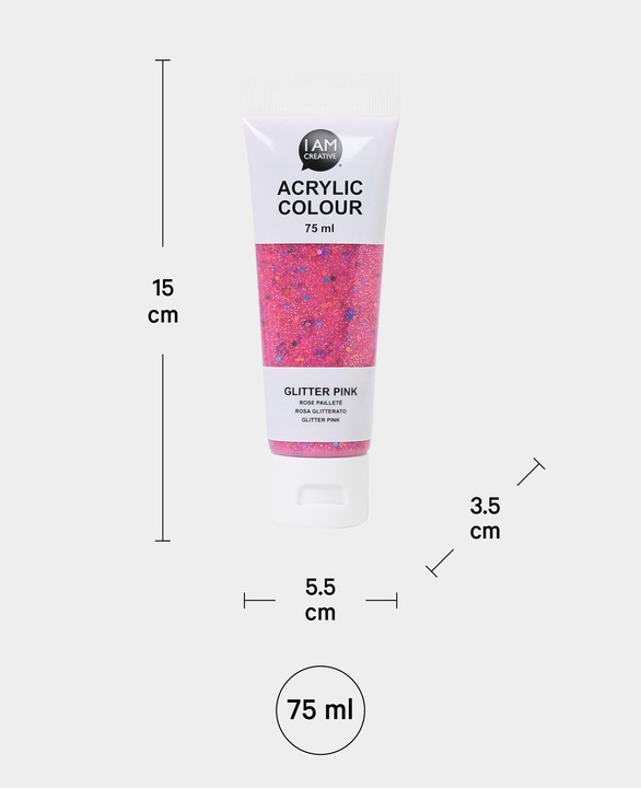 Produktbild I Am Creative Basic Acryl, Acrylfarbe auf Wasserbasis, 75 ml (Glitter, Pink, 75 ml)