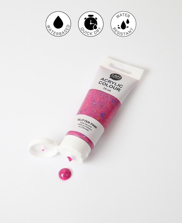 Produktbild I Am Creative Basic Acryl, Acrylfarbe auf Wasserbasis, 75 ml (Glitter, Pink, 75 ml)