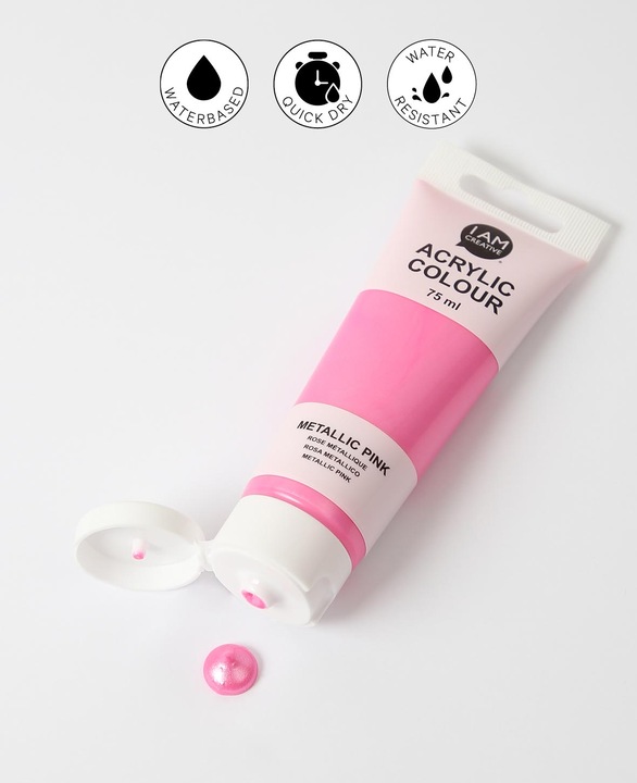 Produktbild I Am Creative Basic Acryl, Acrylfarbe auf Wasserbasis, 75 ml (Metallic, Pink, 75 ml)