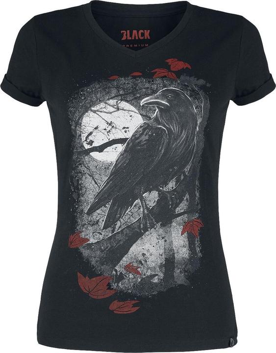 Produktbild Black Premium T-Shirt mit Rabenprint (M)