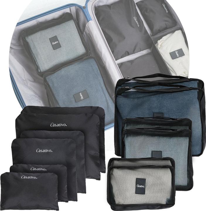 Casativo 12er-Set Kleider-Organizer für Koffer, Reisetasche & Co., 6 Grössen