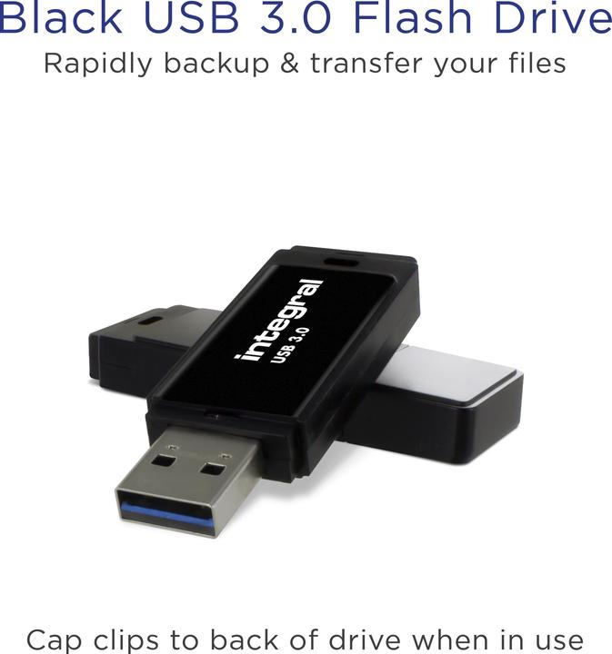 Productafbeelding Flashdrive 128GB USB3.0 Zwart, uitvoering met klikdop (128 GB, USB-A)