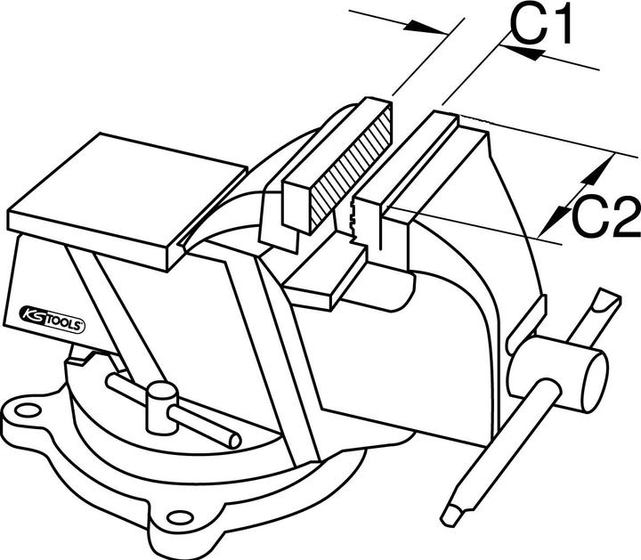 Produktbild KS Tools BRONZEplus Parallel-Schraubstock, mit Drehteller, Spannweite 150 mm (150 mm)