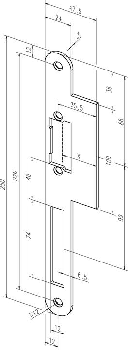 Actual product image effeff Lap striking plate LAP long, 52A35-01, stainless steel (Door plate set)