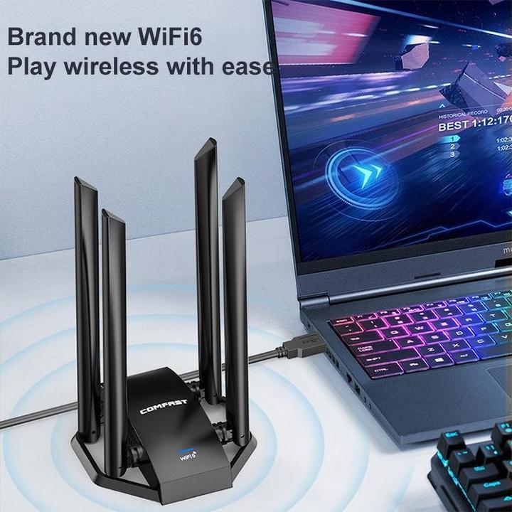 Actual product image Comfast CF-966AX Dual Band 1800Mbps USB3.0 WiFi 6 Adapter (USB 3.0)