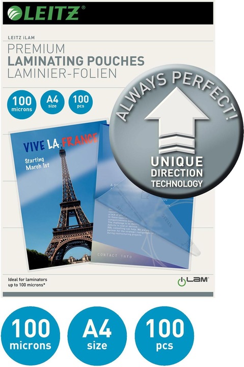 Productafbeelding Leitz Lamineerfilm (A4, 100 Stuk, 100 µm)
