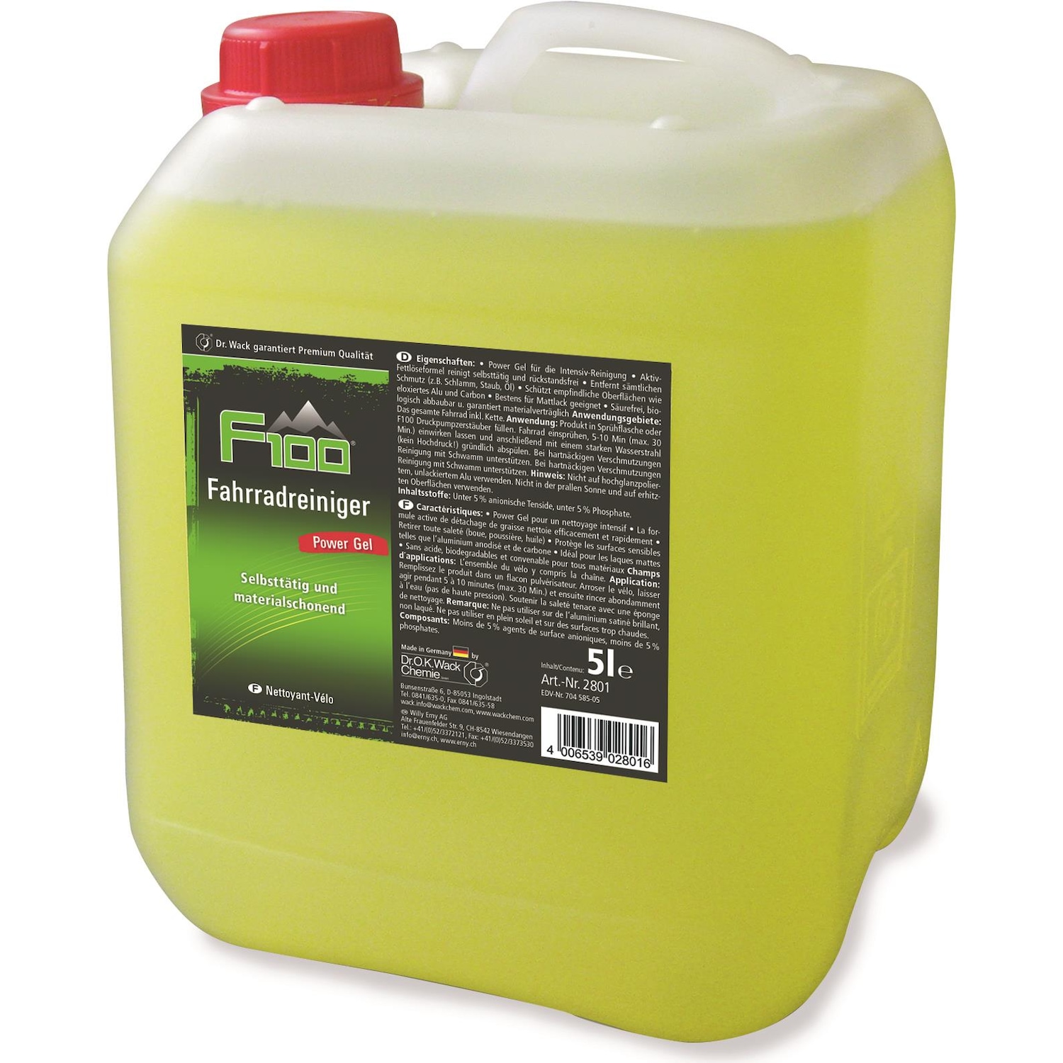 F100, Veloreinigung + Velopflege, (5000 ml, Universal-Schmiermittel, Kettenreiniger, Bremsreiniger, Fahrradreiniger, Sch...