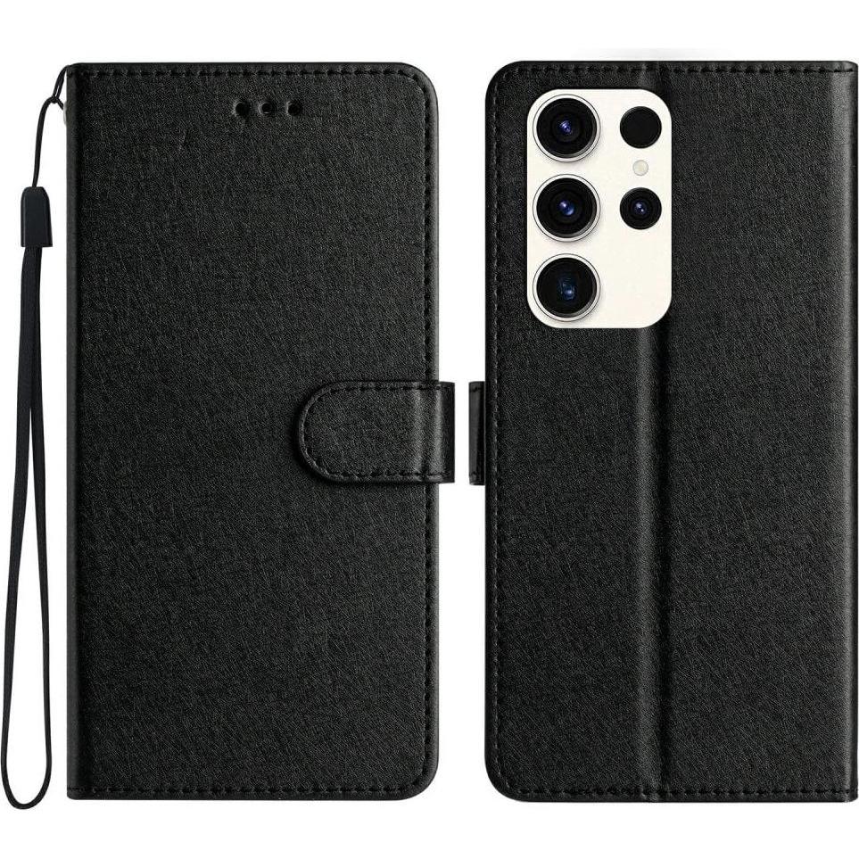 Thumbnail - Cover-Discount Silk Texture Etui Hülle (Samsung Galaxy S25 Ultra), Smartphone Hülle, Schwarz