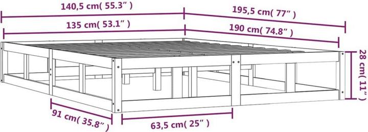 Image du produit vidaXL Bettrahmen (135 x 190 cm)