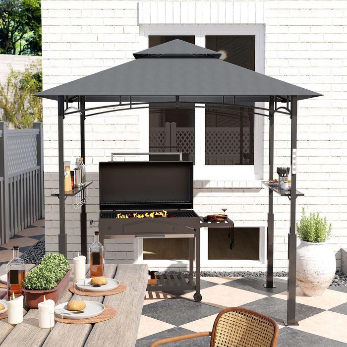 Immagine prodotto Swisshandel24 Grillpavillon mit LED 243x148x248 cm wasserdicht flammhemmend Grillzelt, Grau (243 cm, 148 cm)