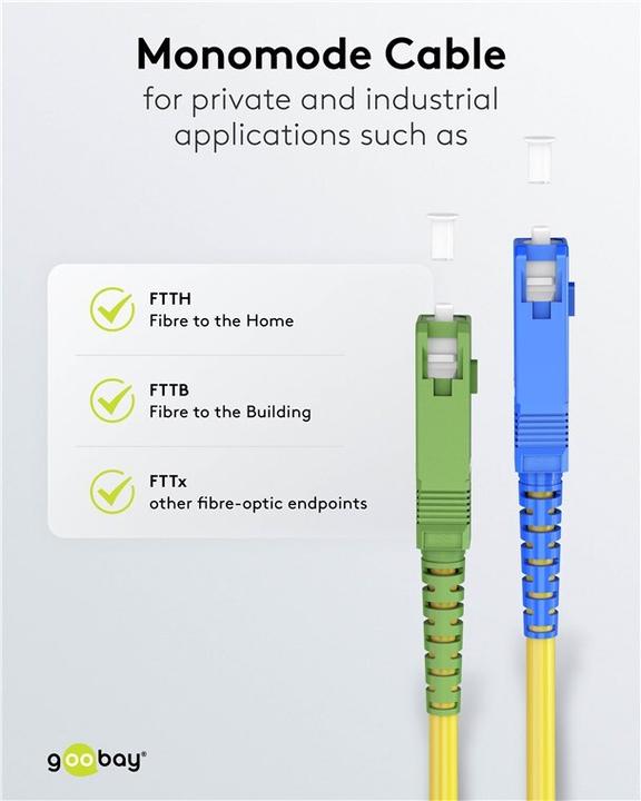 Immagine prodotto Goobay Cavo in fibra ottica FTTH, monomodale OS2 Giallo, Giallo Simplex, 25 m (S/UTP, CAT7, 25 m)