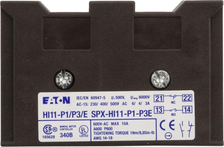 Produktbild Eaton HI11-P1/P3E Hilfsschalter 061813 1S+1Ö f.P1 P3 Einbau 061813