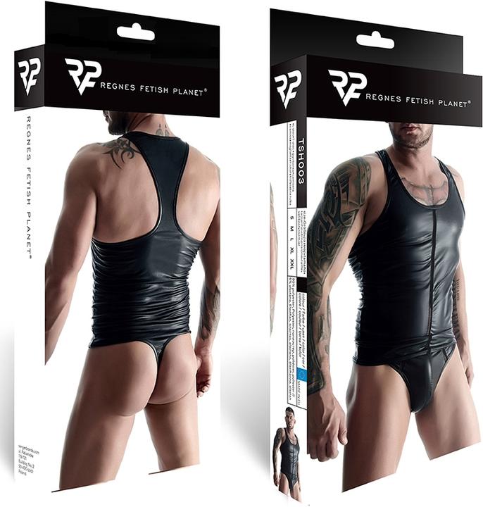 Produktbild Regnes Fetish Planet Wetlook Men's Sleeveless T-Shirt - Schwarz (S)